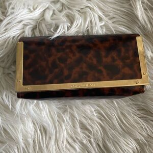 Tory Burch Brown Tortoiseshell Clutch/Case with Gold Trim